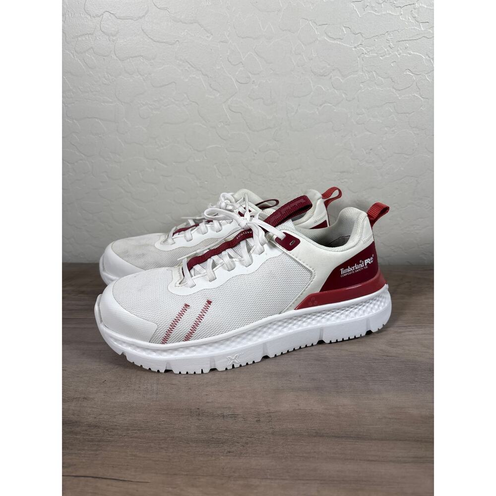 Timberland Pro Setra Athletic Work Sneaker in Cream/Cranberry‎ Women's 8 B